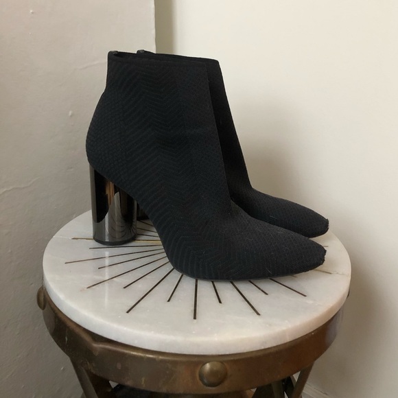 Zara Shoes - ▪️zara fabric heeled booties▪️silver chrome heel